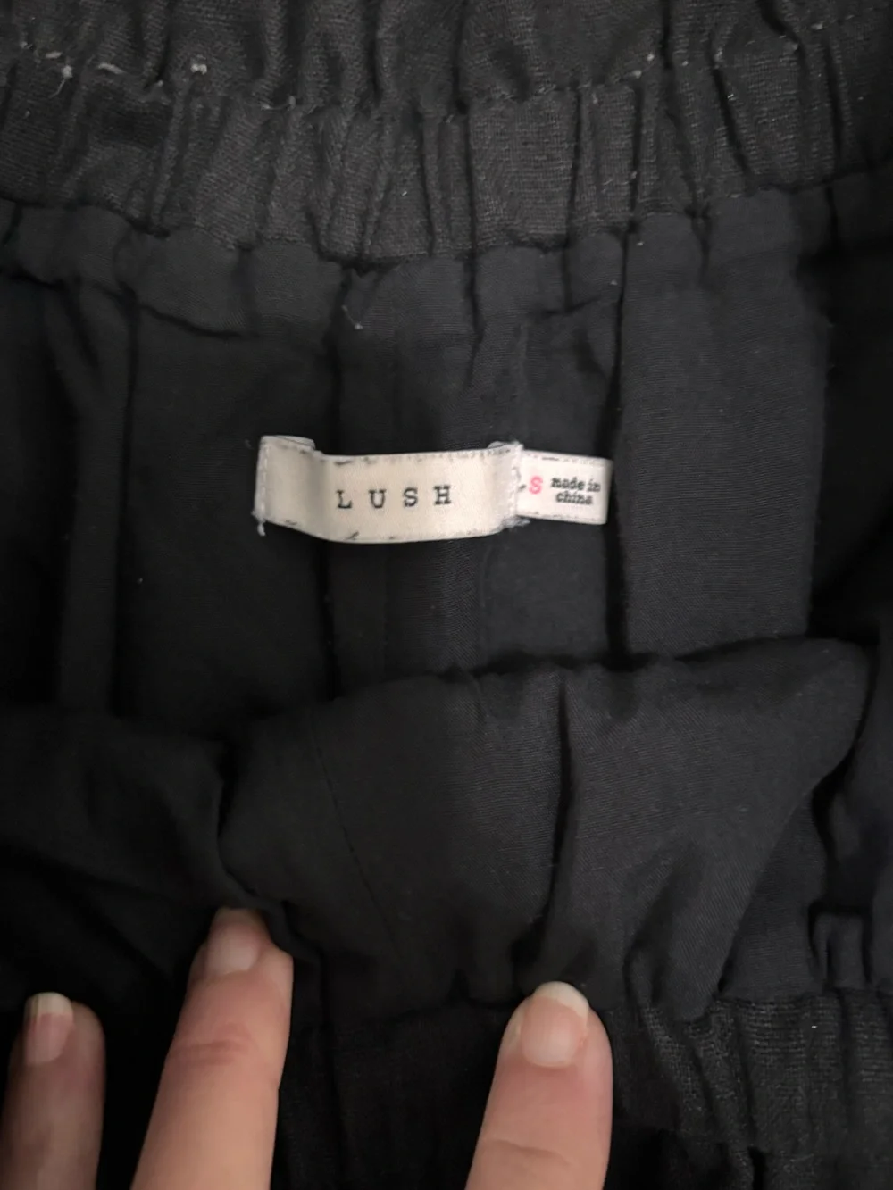 Lush Black High Waist Drawstring Linen-Blend Shorts
